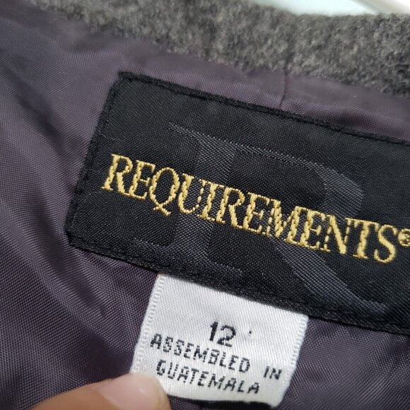 Requirements Womens 12 Jacket Long Sleeve Full Zip Gray Hooded Wool Blend Lined - Picture 6 of 7